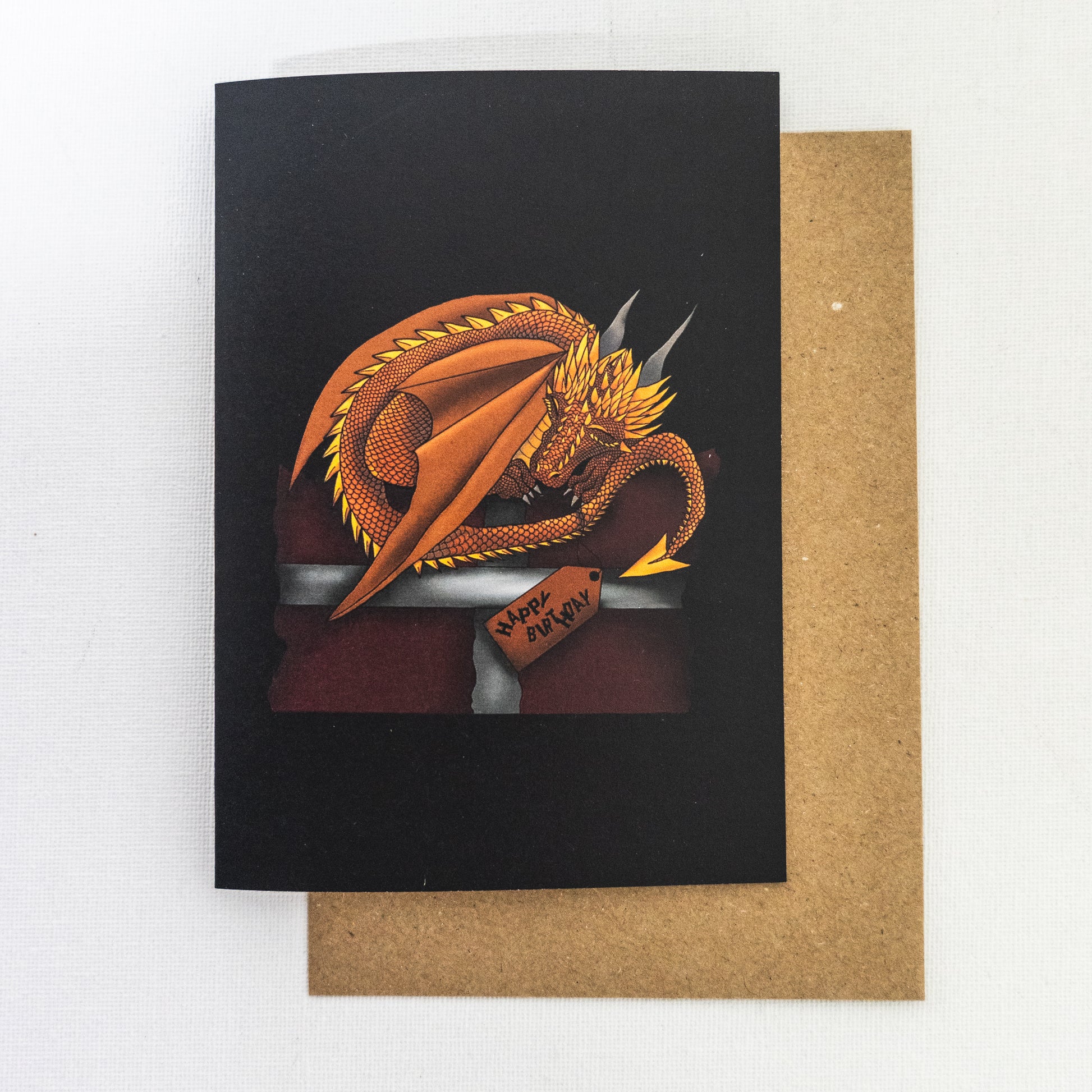 Orange Dragon Birthday Card with envelope 