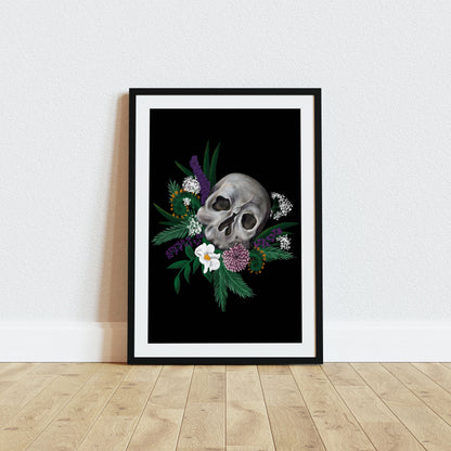 Skull and California Wildflower Gothic Art Print