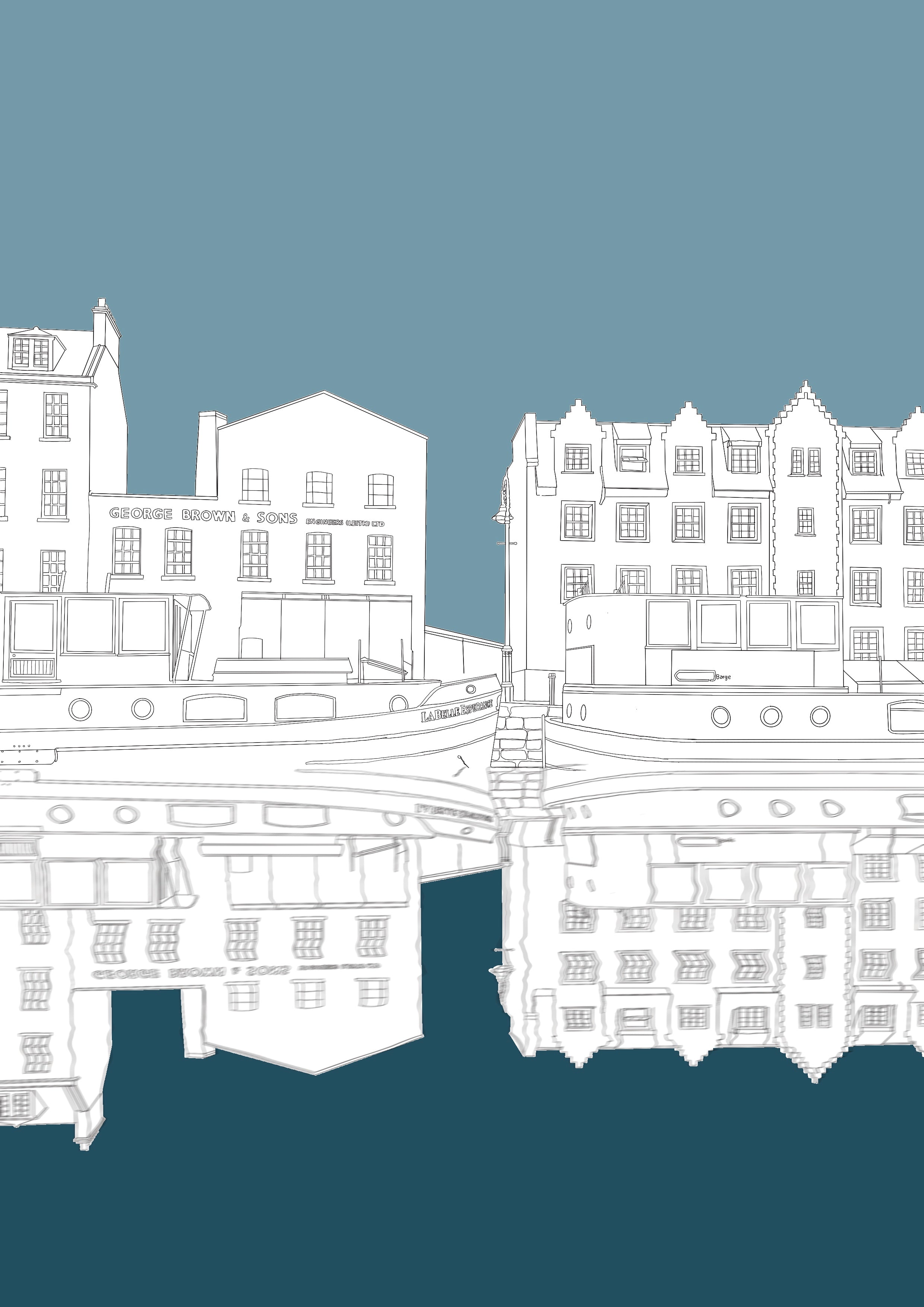 Timer Buh Timberbush Leith Shore Edinburgh Art Print Block Colour – Wayward