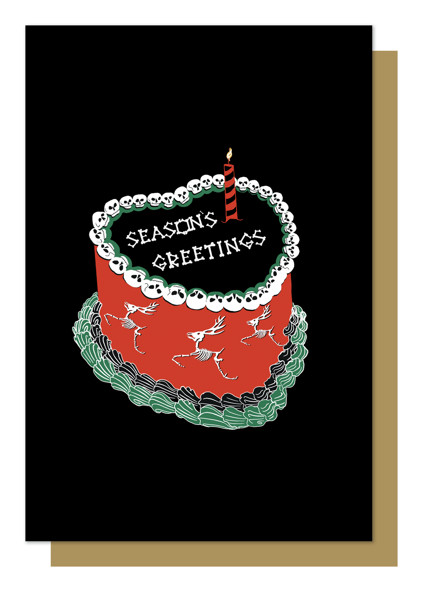 Seasons Greetings Cake Gothic Christmas Card