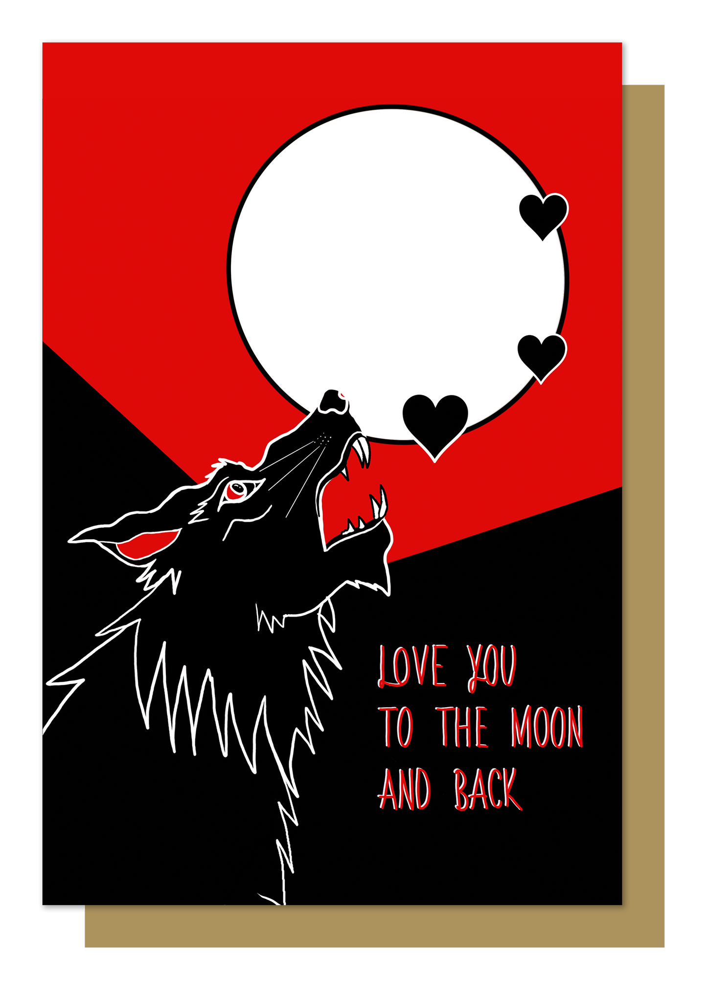 Love You To The Moon and Back Wolf Gothic Greetings Card