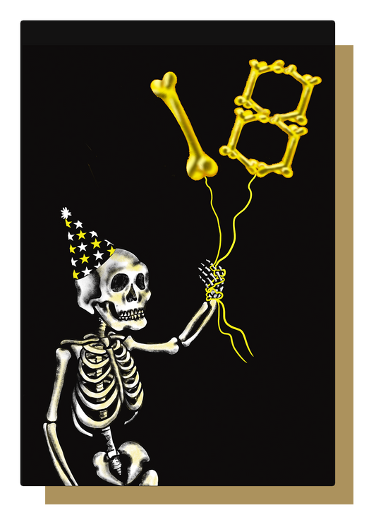 18th Balloon Skeleton Gothic Birthday Card