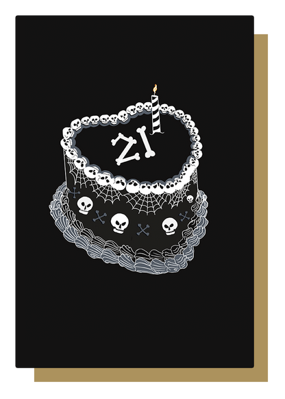 21st Gothic Birthday Cake Greetings Card