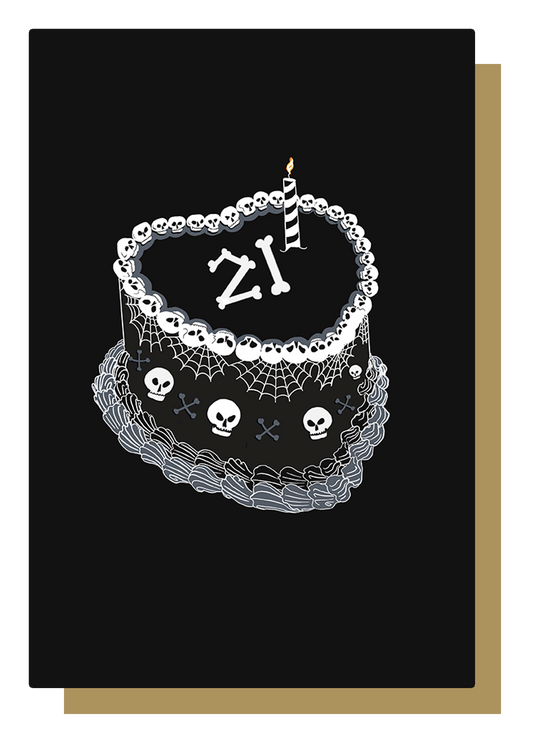 21st Gothic Birthday Cake Greetings Card