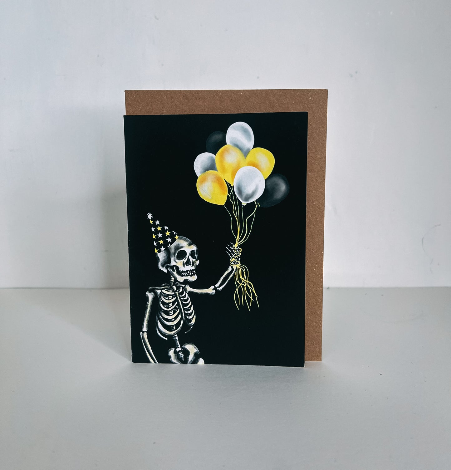Balloon Skeleton Gothic Birthday Card