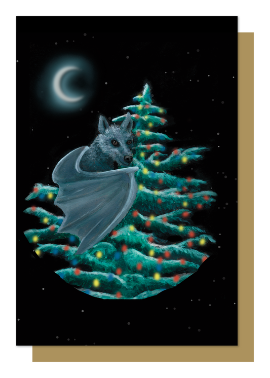 Bat in Christmas Tree Card