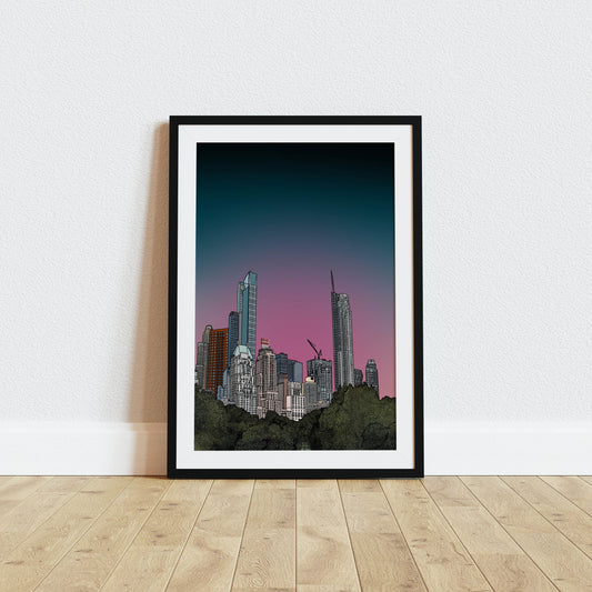 Central Park New York Sunset Art Print