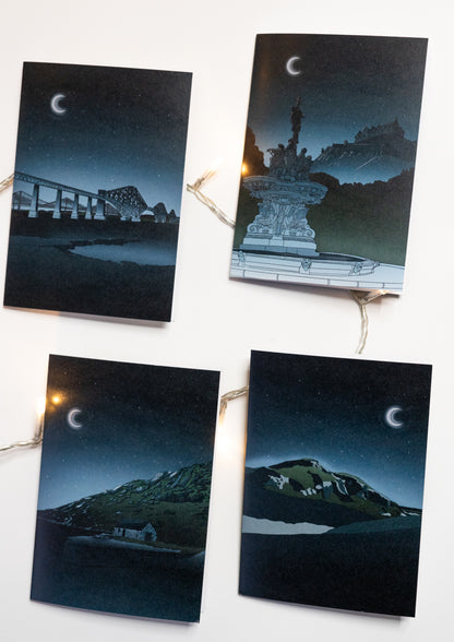 Set of 12 Scotland Starry Night Greetings Cards
