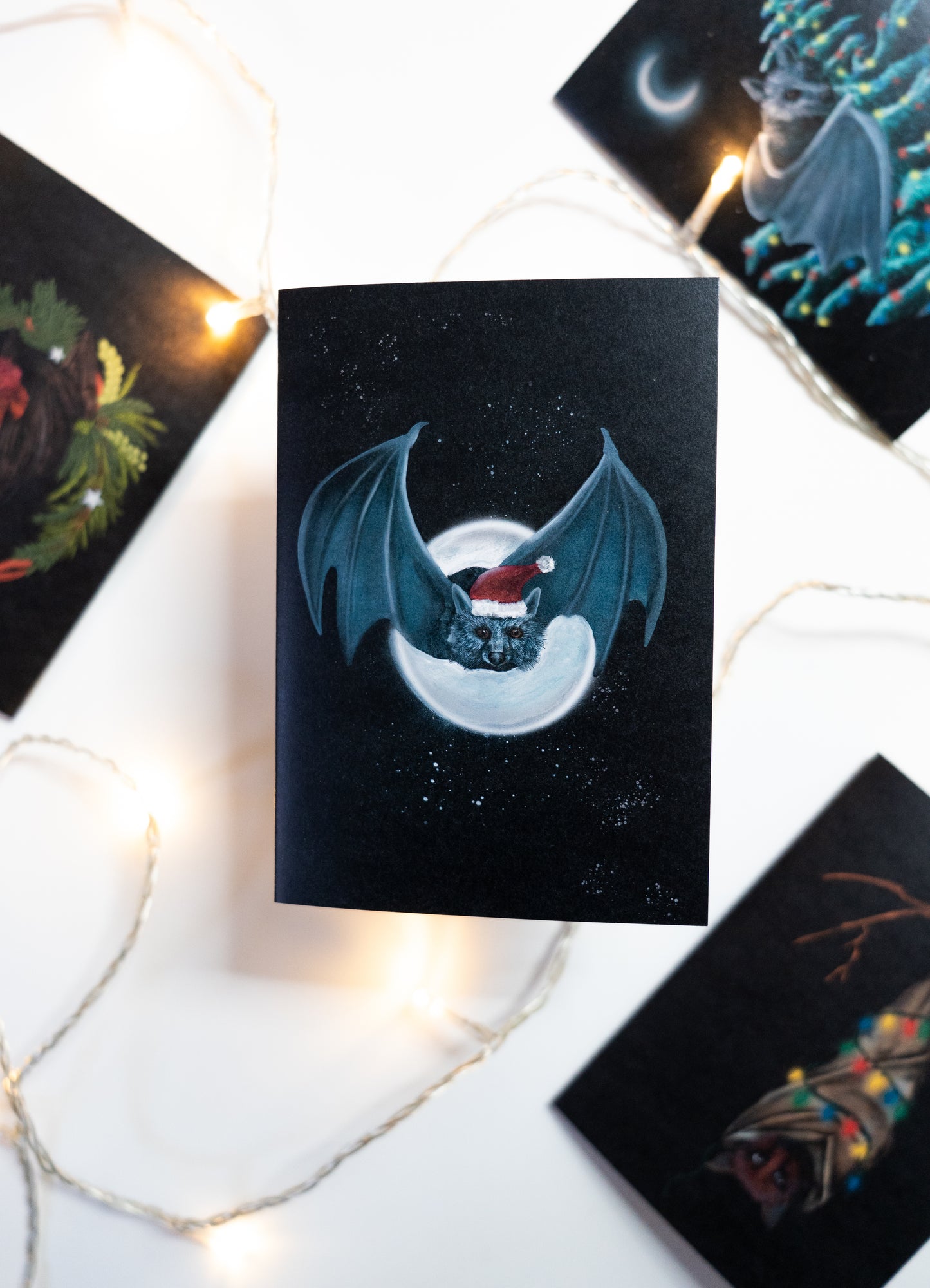 Bat with Santa Hat Christmas Card