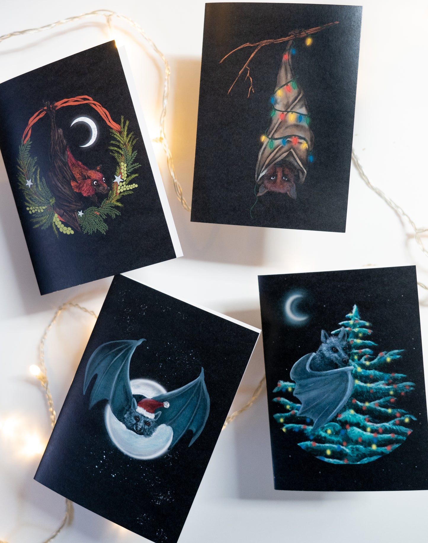 Bat in Christmas Tree Card