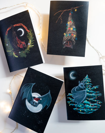 Bat in Christmas Tree Card