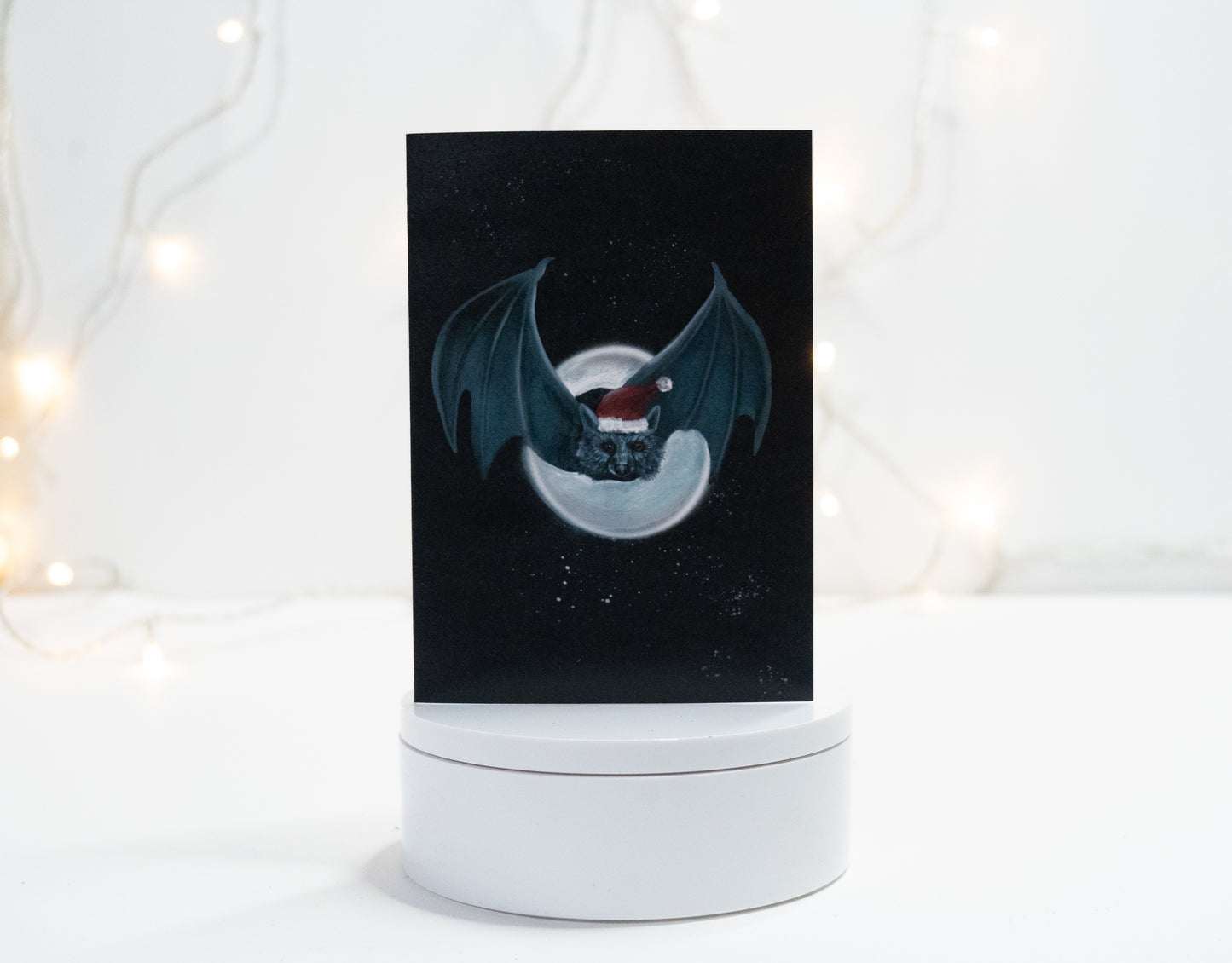 Bat with Santa Hat Christmas Card