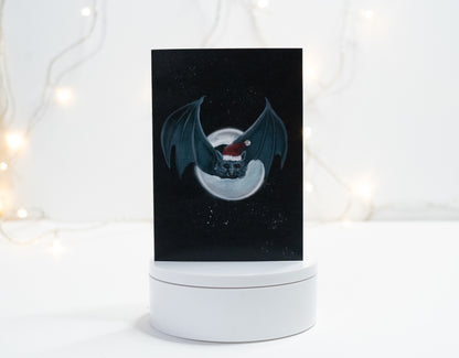 Bat with Santa Hat Christmas Card