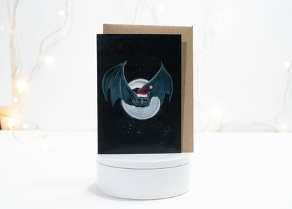 Bat with Santa Hat Christmas Card