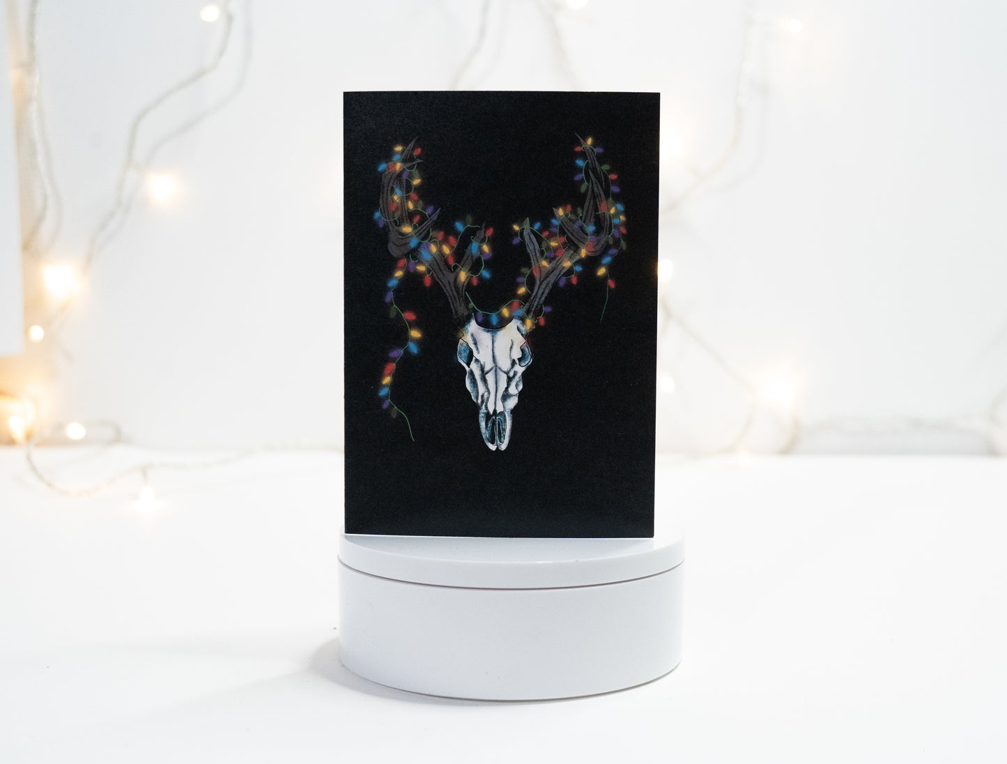 Reindeer With Lights Gothic Christmas Card