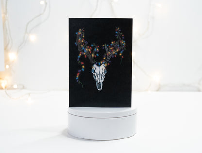 Reindeer With Lights Gothic Christmas Card
