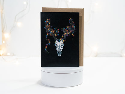 Reindeer With Lights Gothic Christmas Card