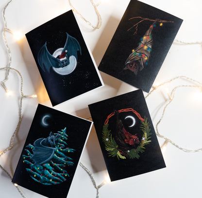 Bat in Christmas Tree Card