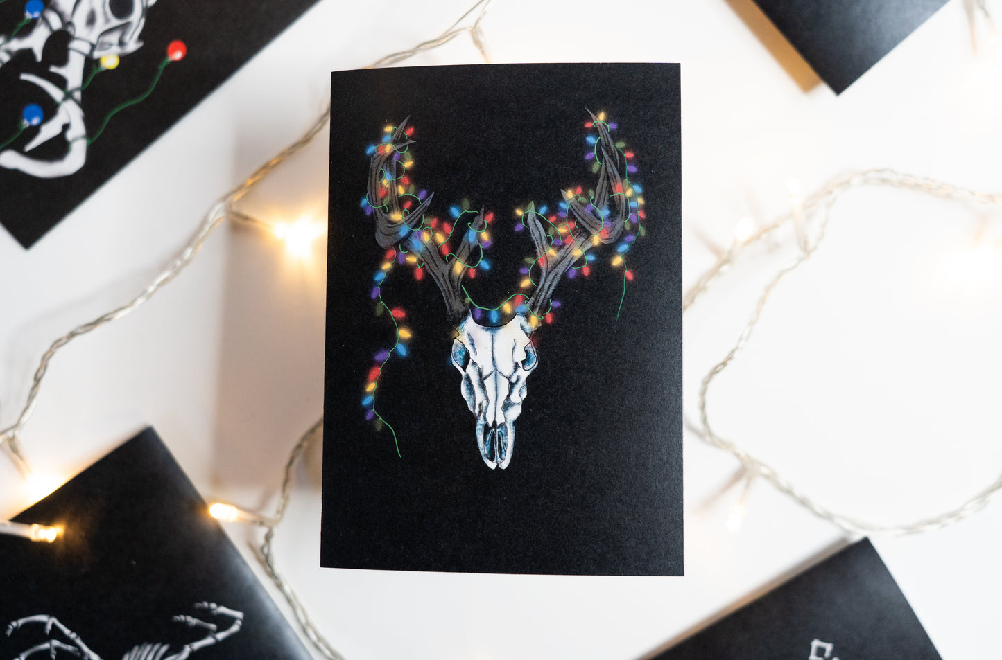 Reindeer With Lights Gothic Christmas Card