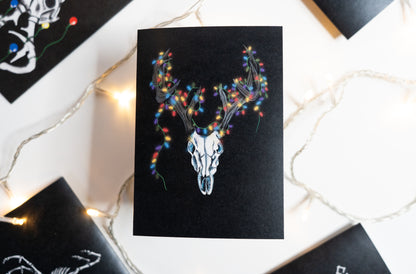 Reindeer With Lights Gothic Christmas Card