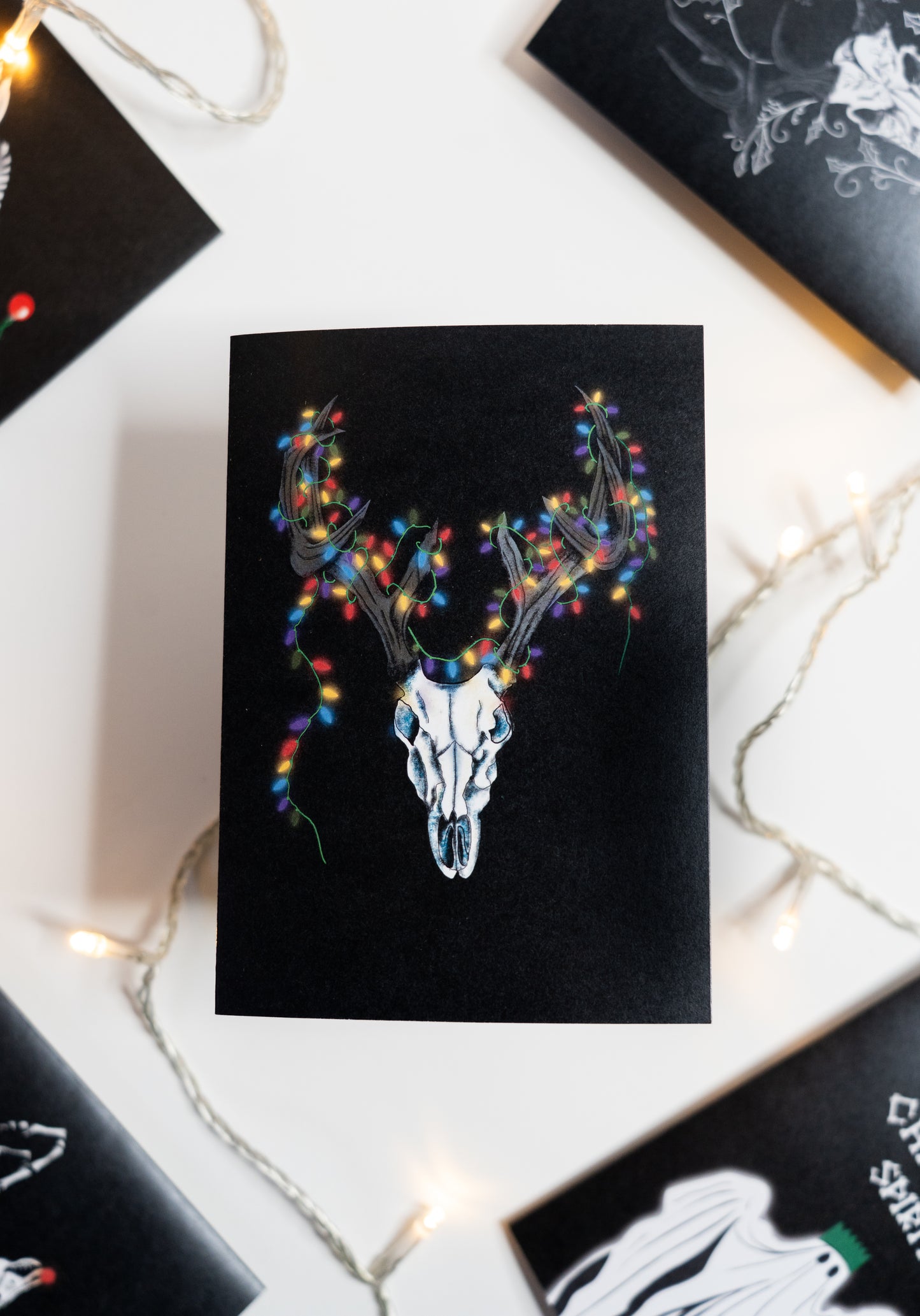 Reindeer With Lights Gothic Christmas Card