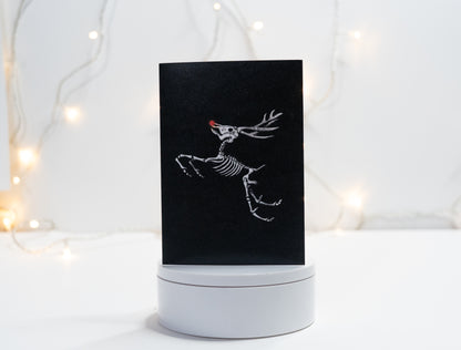 Rudolph Skeleton Gothic Christmas Card