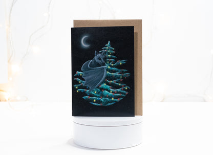 Bat in Christmas Tree Card