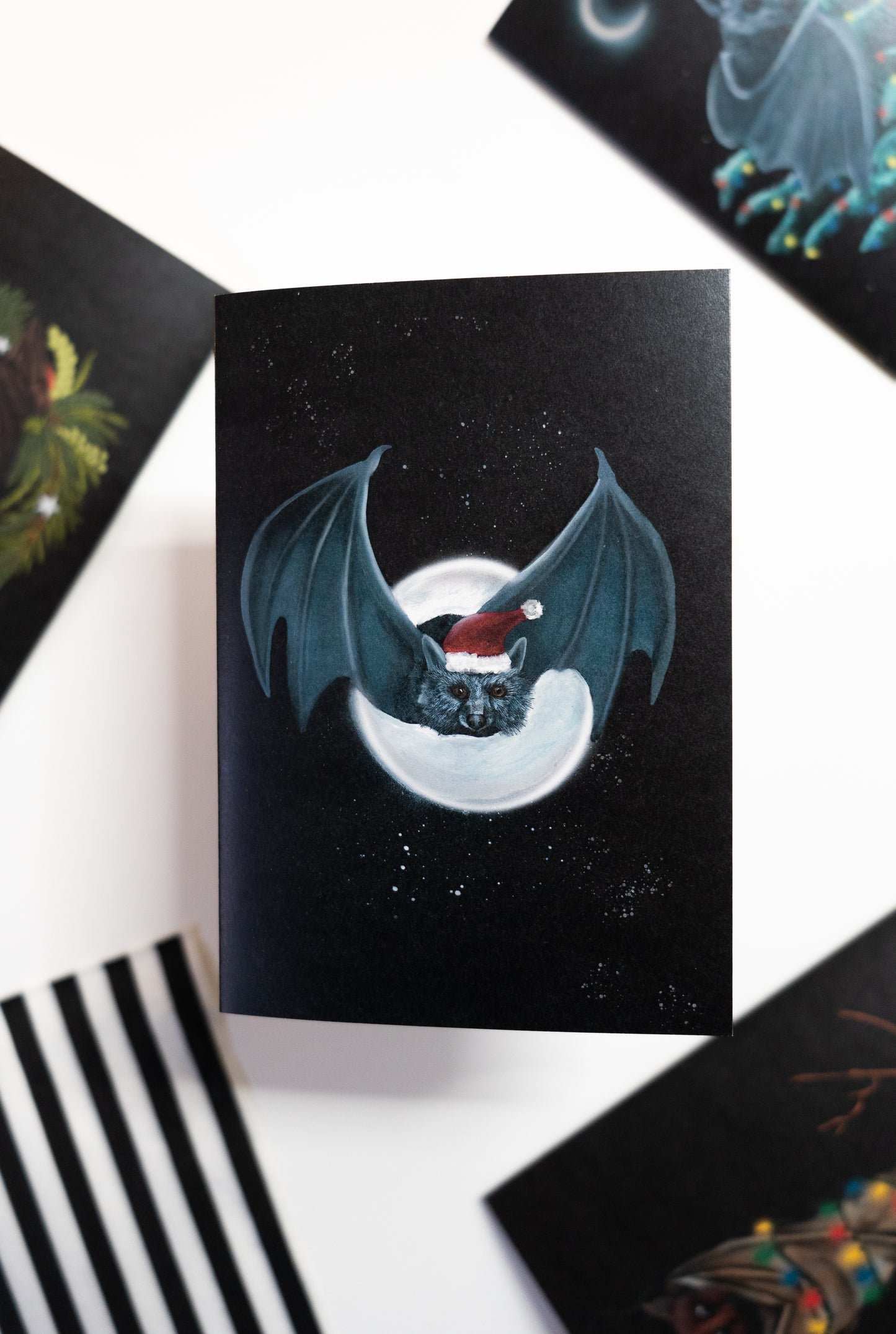Bat with Santa Hat Christmas Card