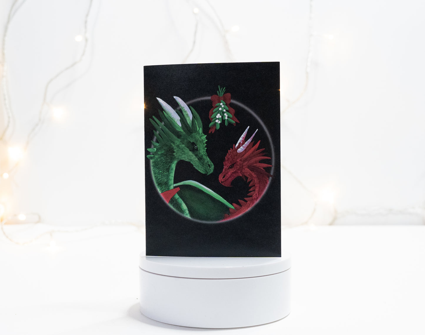 Dragons Under The Mistletoe Christmas Card