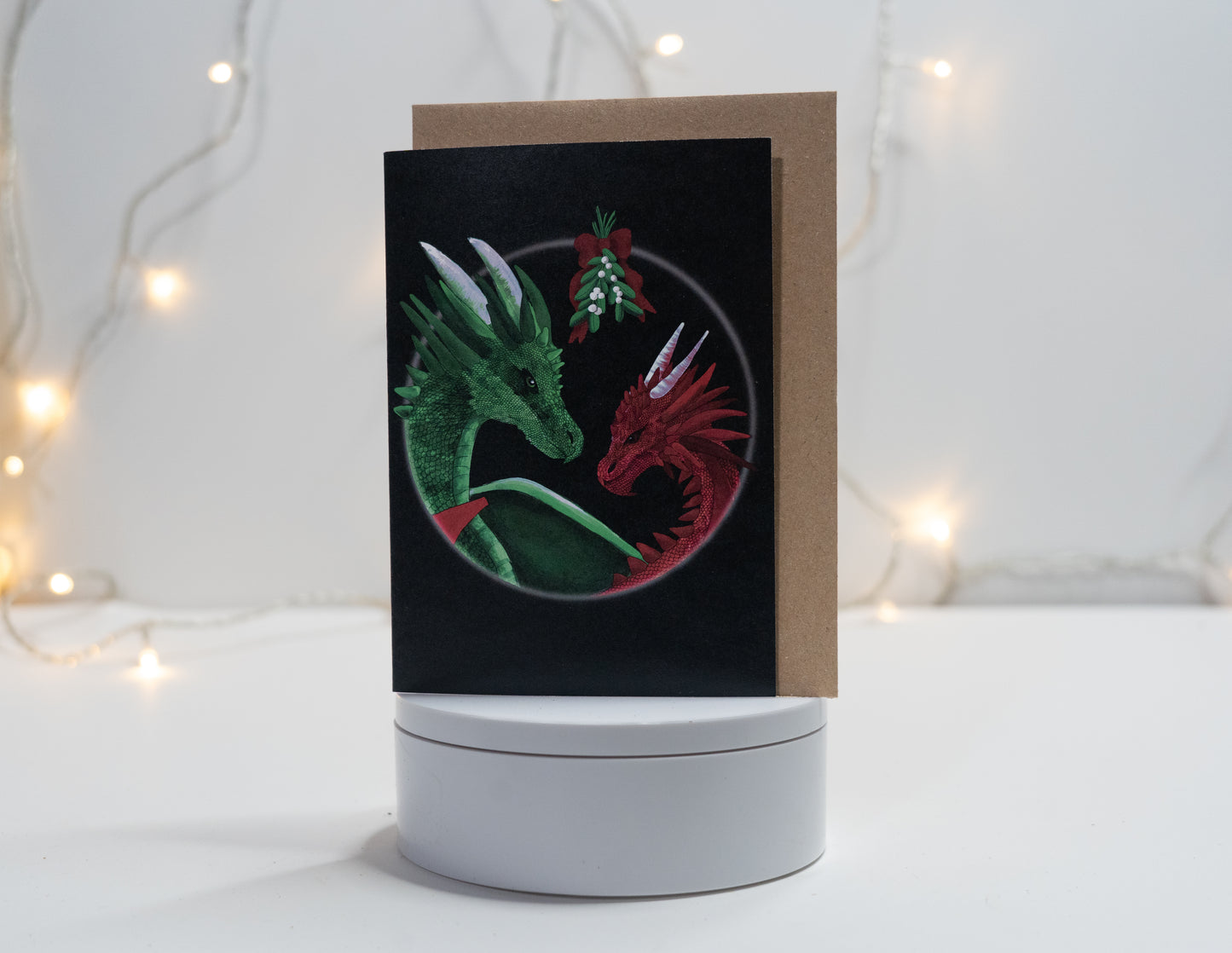 Dragons Under The Mistletoe Christmas Card