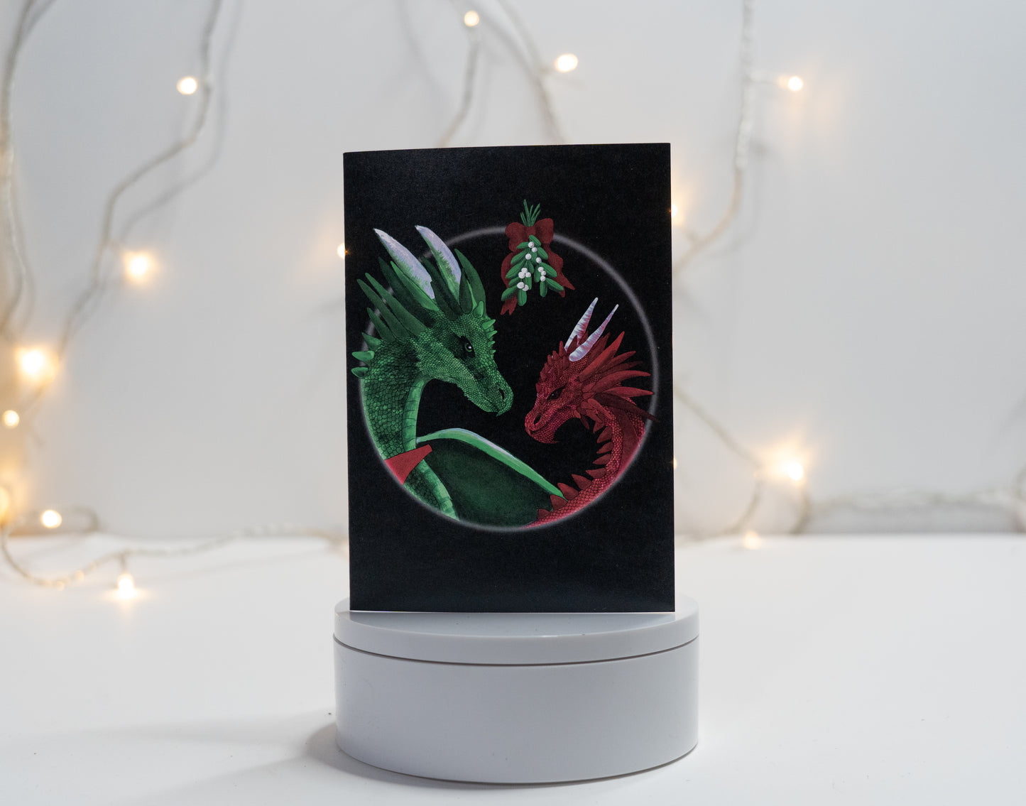 Dragons Under The Mistletoe Christmas Card