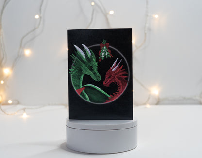 Dragons Under The Mistletoe Christmas Card
