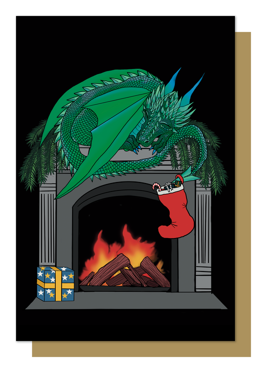 Cozy Dragon Christmas Card