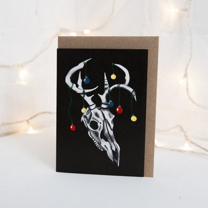 Bauble Deer Skull Gothic Christmas Card