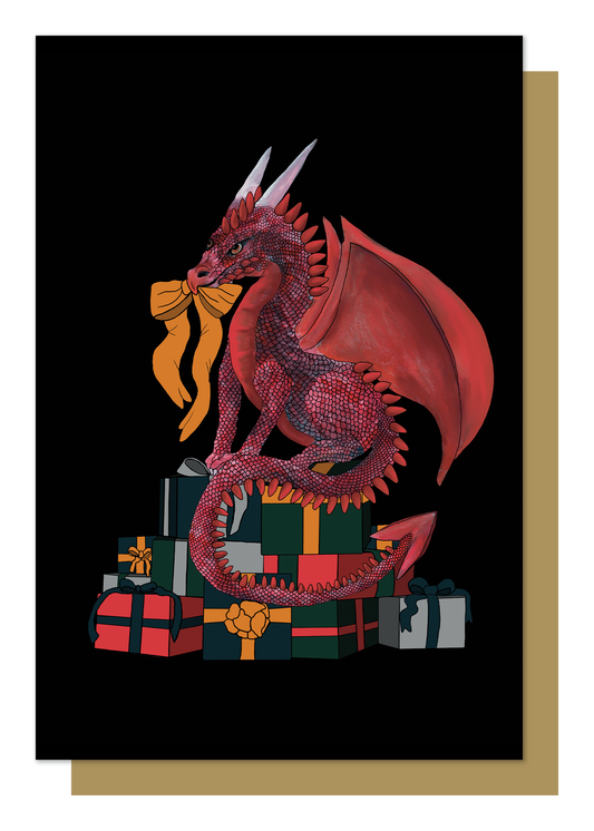 Dragon Christmas Present Card
