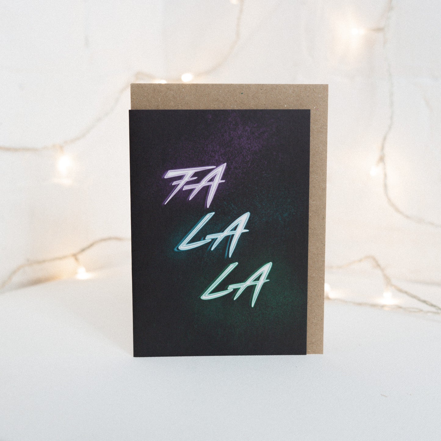 Fa La La Neon Christmas Card