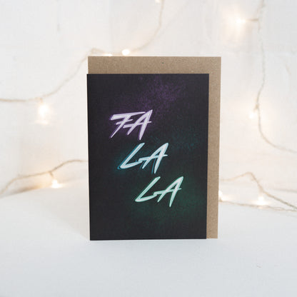 Fa La La Neon Christmas Card