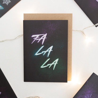 Fa La La Neon Christmas Card