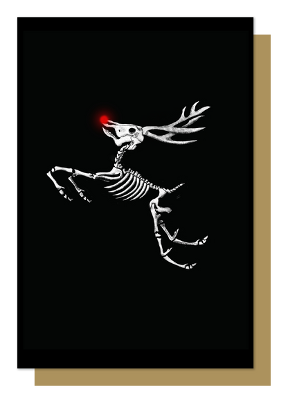 Rudolph Skeleton Gothic Christmas Card