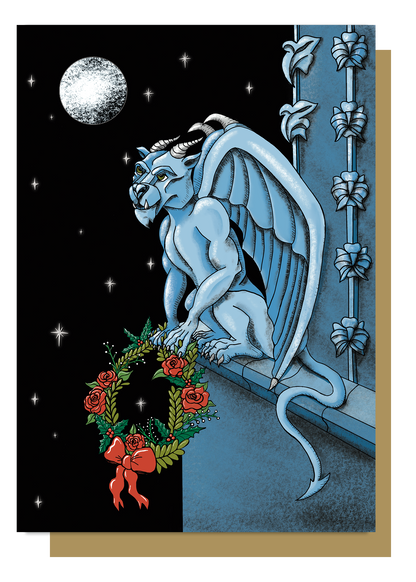 Geamhradh Gargoyle Gothic Christmas Card