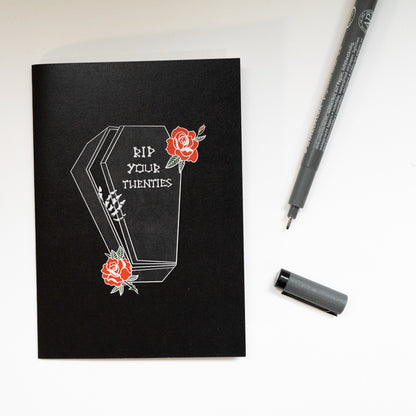 RIP Your Twenties Coffin Gothic 30th Birthday Card