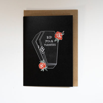RIP Your Twenties Coffin Gothic 30th Birthday Card
