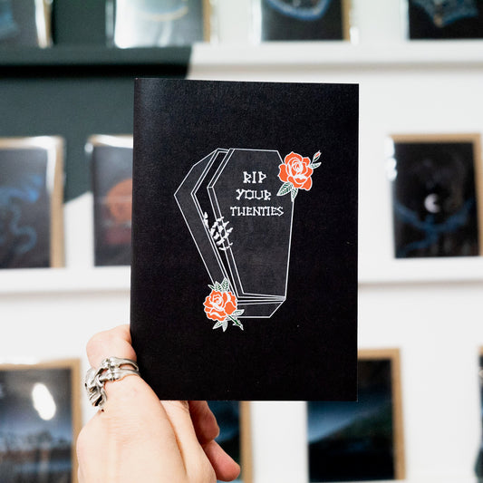 RIP Your Twenties Coffin Gothic 30th Birthday Card