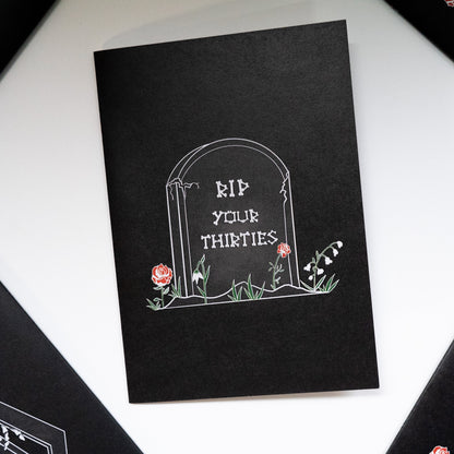 RIP Your Thirties Gravestone Gothic 40th Birthday Card