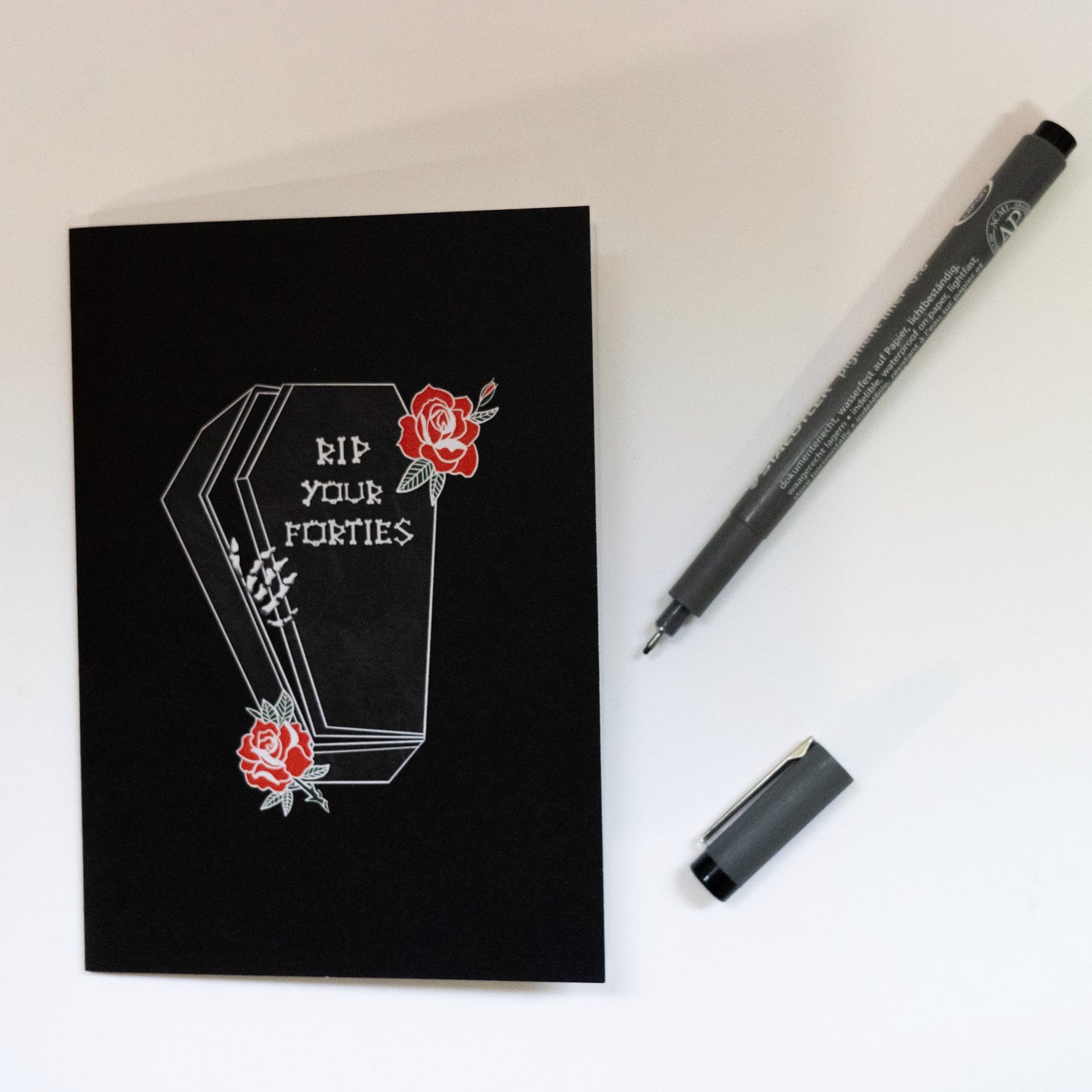 RIP Your Forties Coffin Gothic 50th Birthday Card