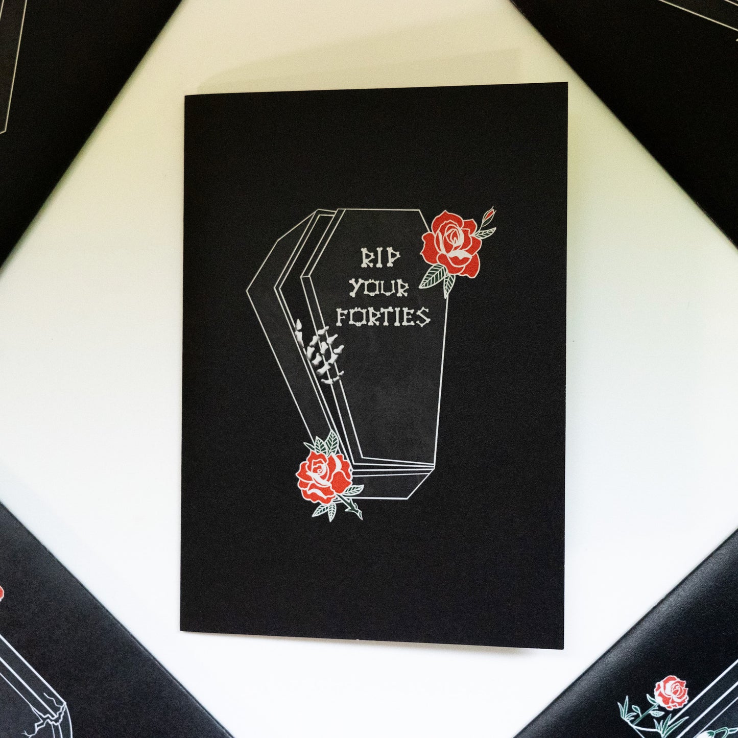 RIP Your Forties Coffin Gothic 50th Birthday Card