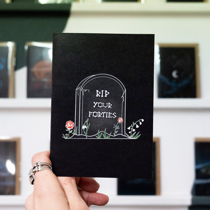 RIP Your Forties Gravestone Gothic 50th Birthday Card