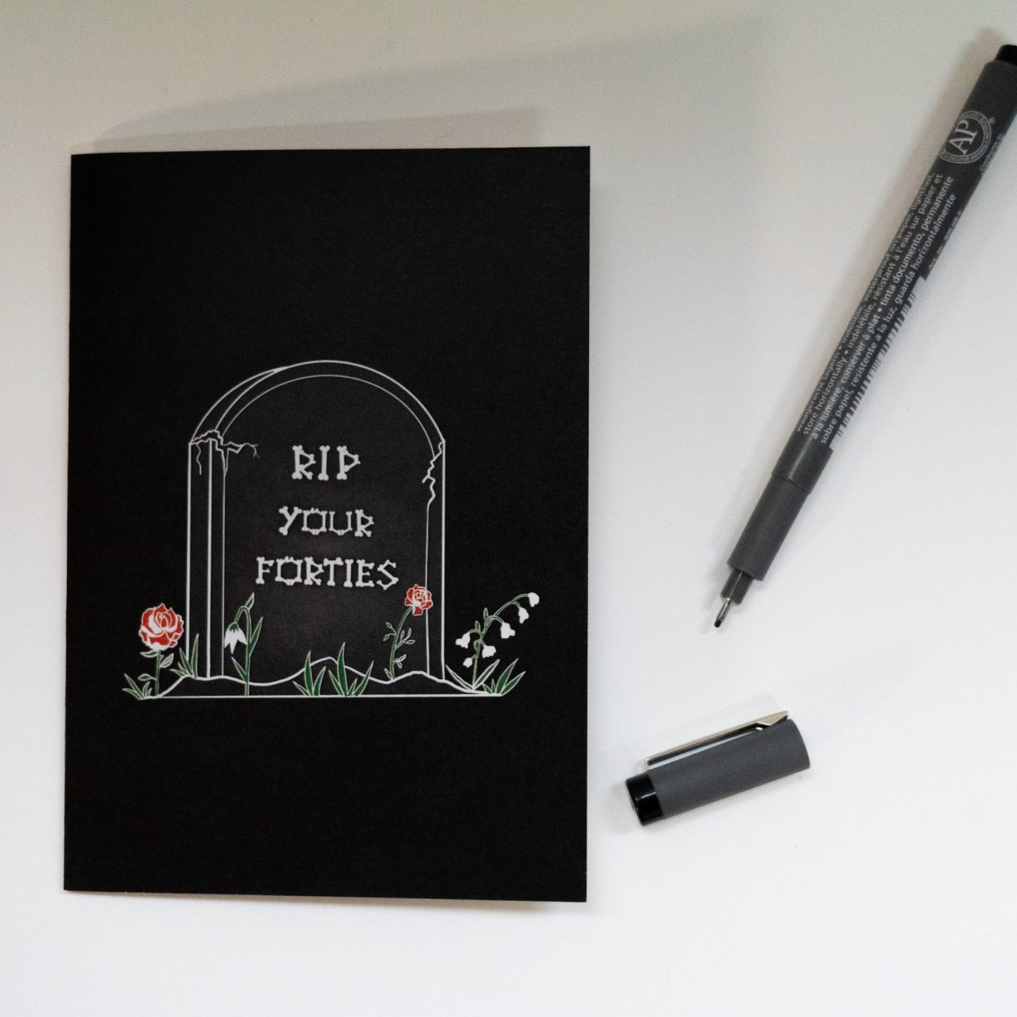 RIP Your Forties Gravestone Gothic 50th Birthday Card