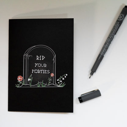 RIP Your Forties Gravestone Gothic 50th Birthday Card