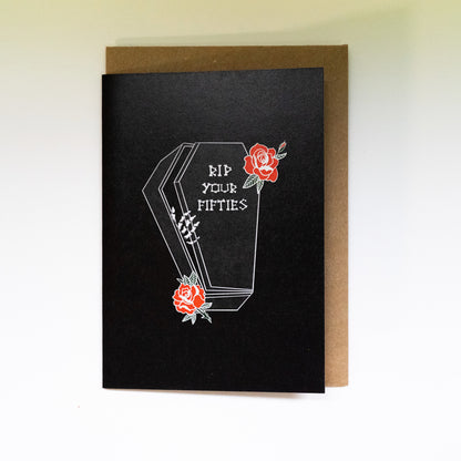 RIP Your Fifties Coffin Gothic 60th Birthday Card